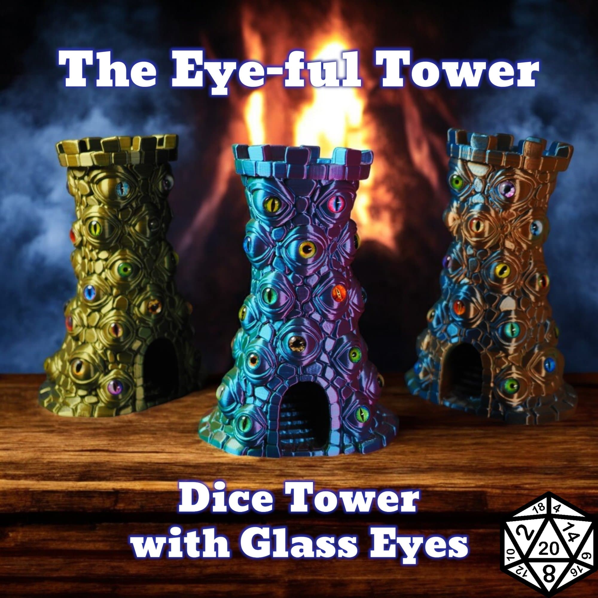 Monster Eye-ful Dice Tower Fantasy roller with Glass Eyes