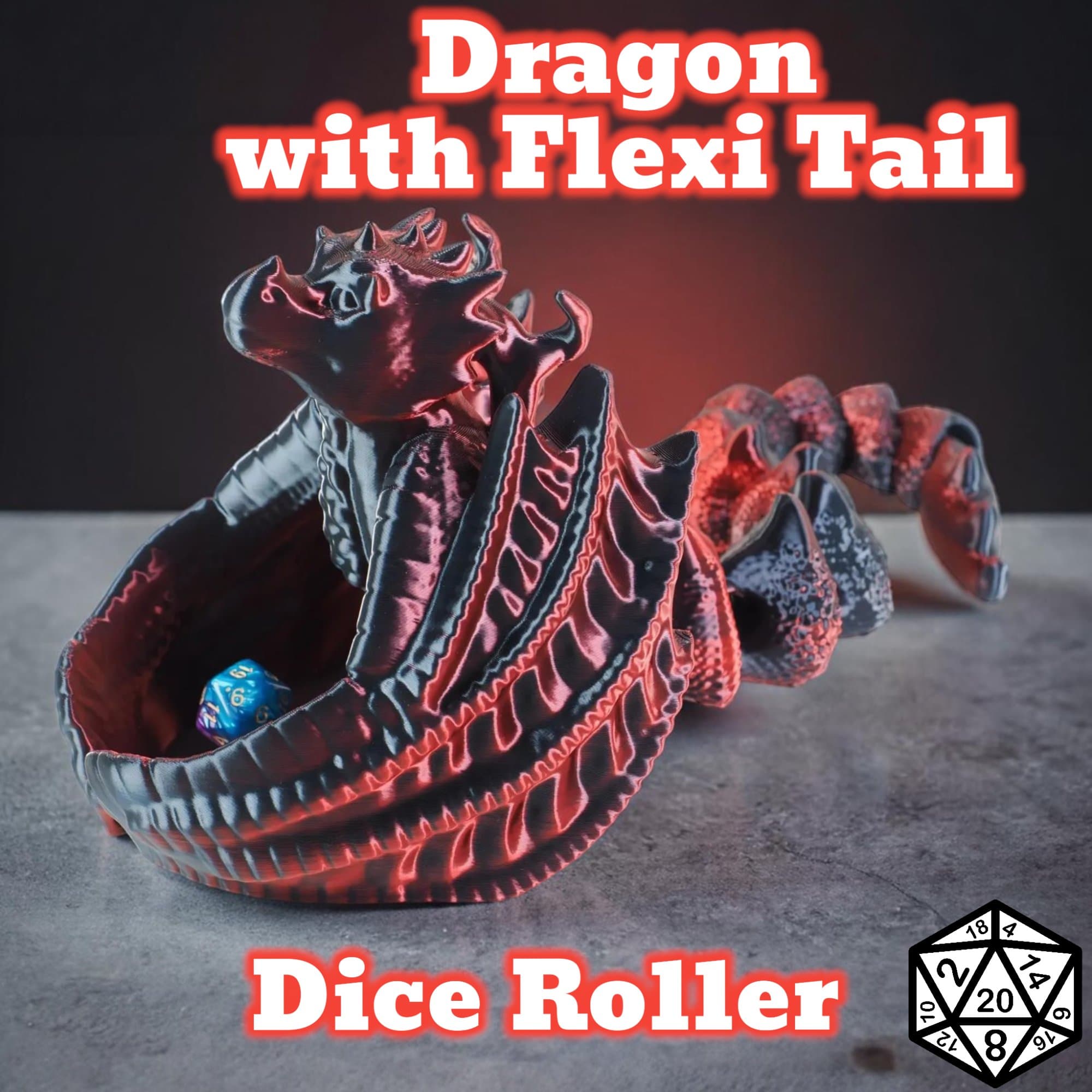 Dragon Dice roller with Flexi Fidget tail