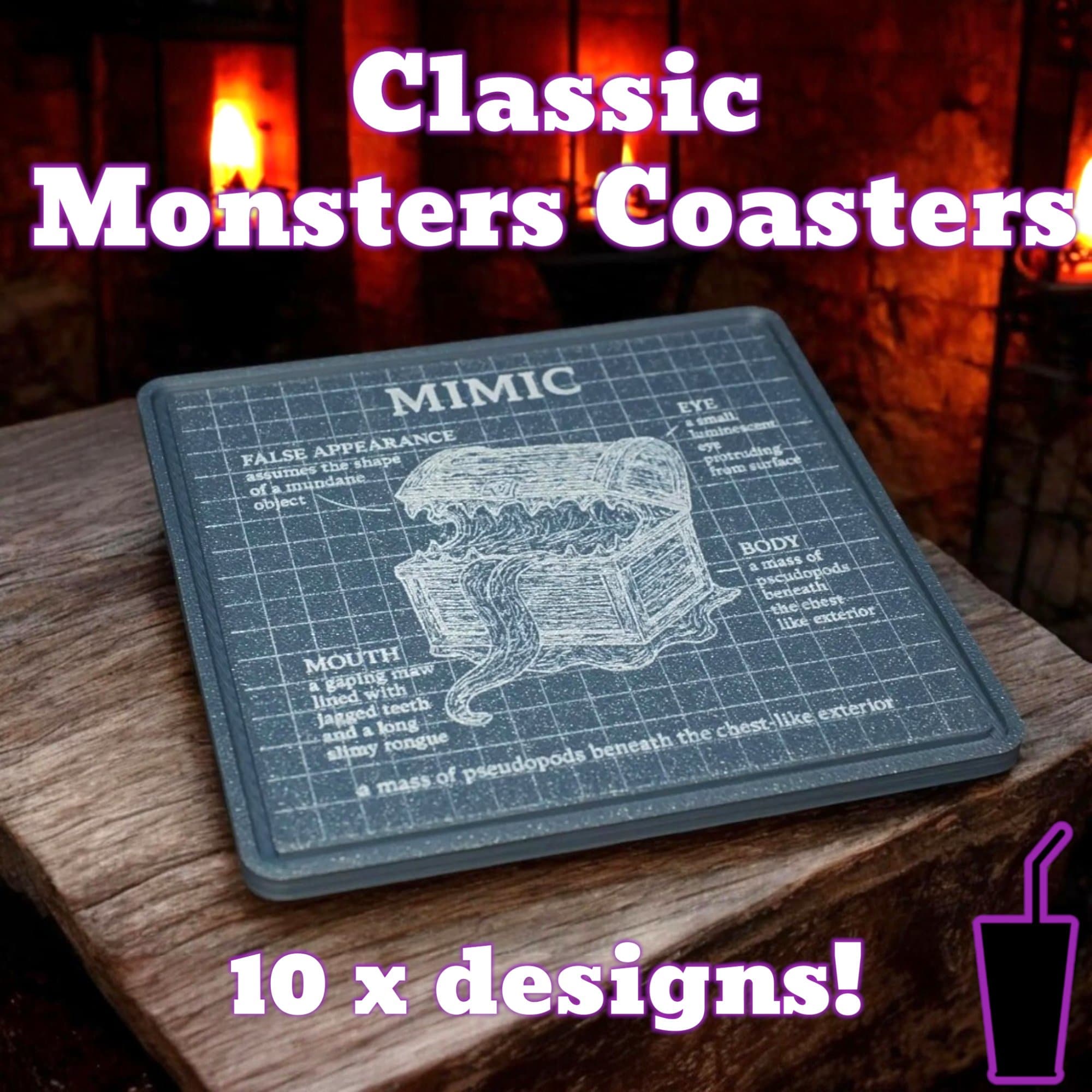 RPG Monster Coasters - 10 x designs - D&D Lovecraft